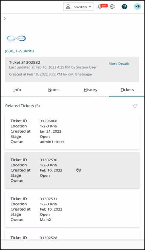 Visibility of Associated Tickets